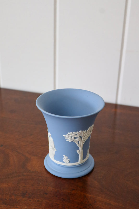 Wedgwood Blue Jasperware Fluted Vase 3.75”