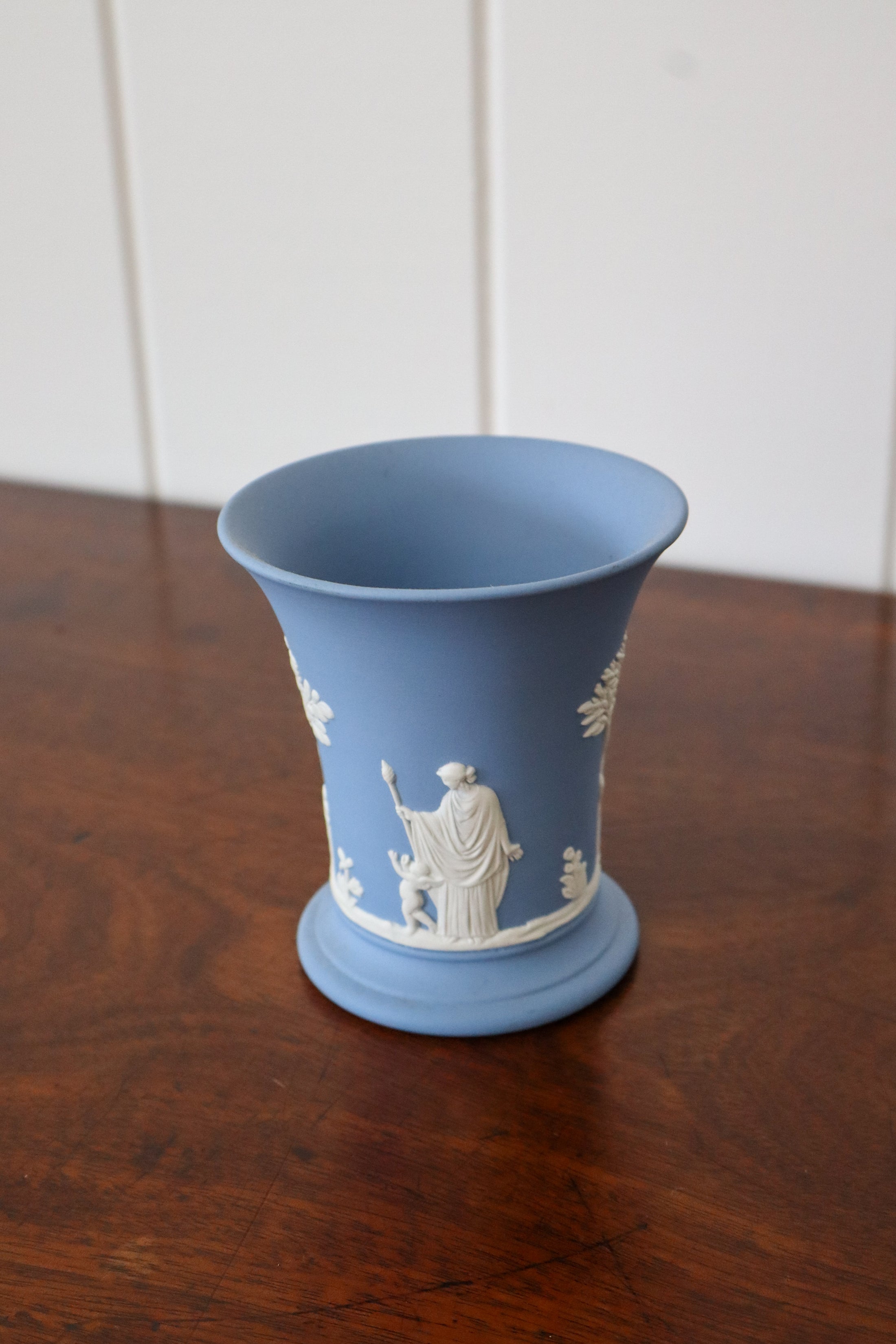 Wedgwood Blue Jasperware Fluted Vase 3.75”