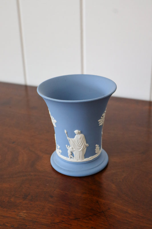 Wedgwood Blue Jasperware Fluted Vase 3.75”