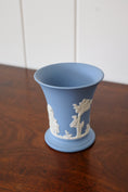 Load image into Gallery viewer, Wedgwood Blue Jasperware Fluted Vase 3.75”
