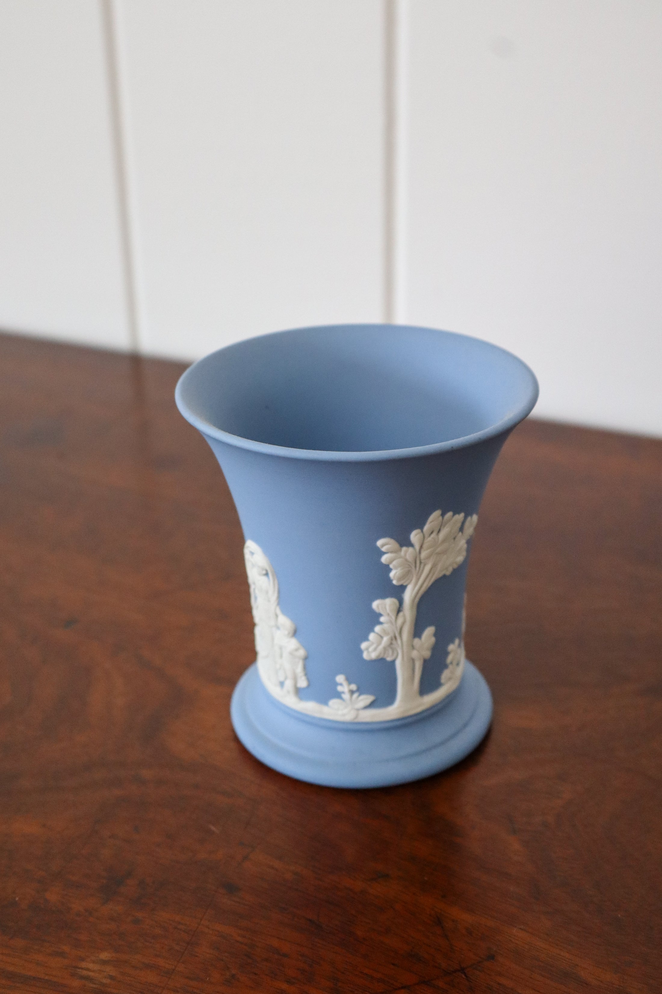 Wedgwood Blue Jasperware Fluted Vase 3.75”
