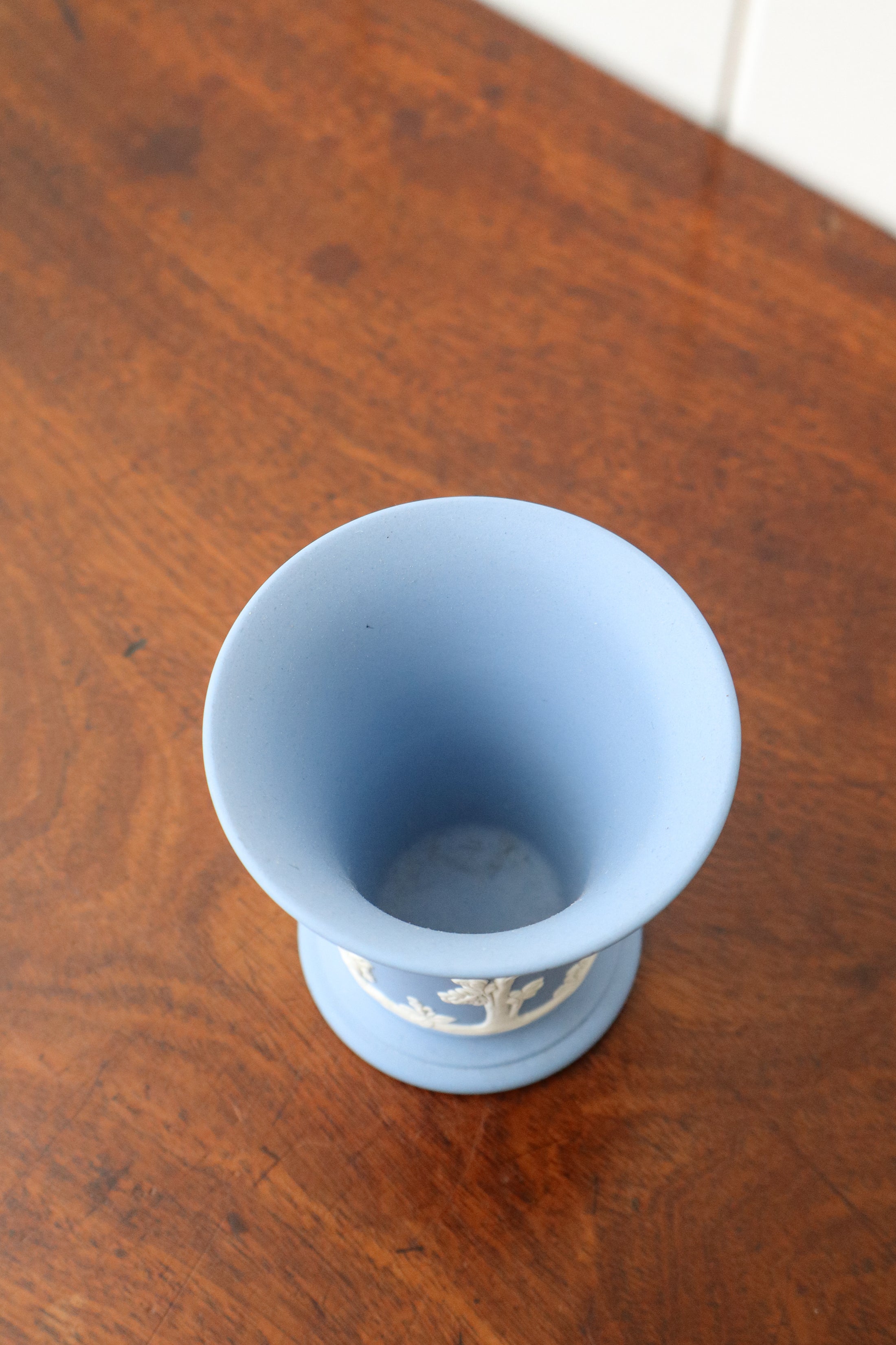 Wedgwood Blue Jasperware Fluted Vase 3.75”