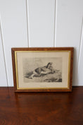 Load image into Gallery viewer, 'Muff's Work' Antique English Hare Print in Oak Frame
