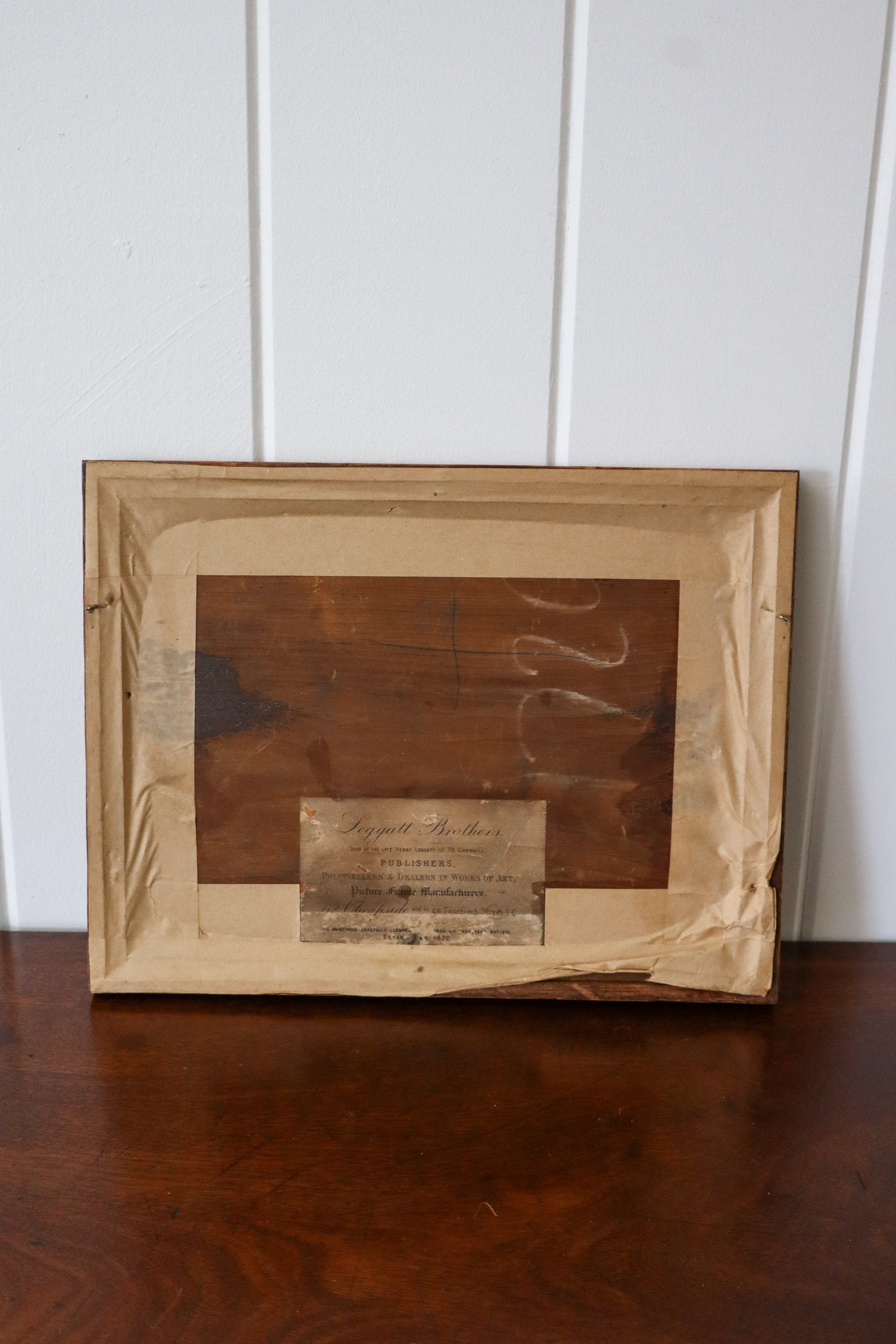 'Muff's Work' Antique English Hare Print in Oak Frame