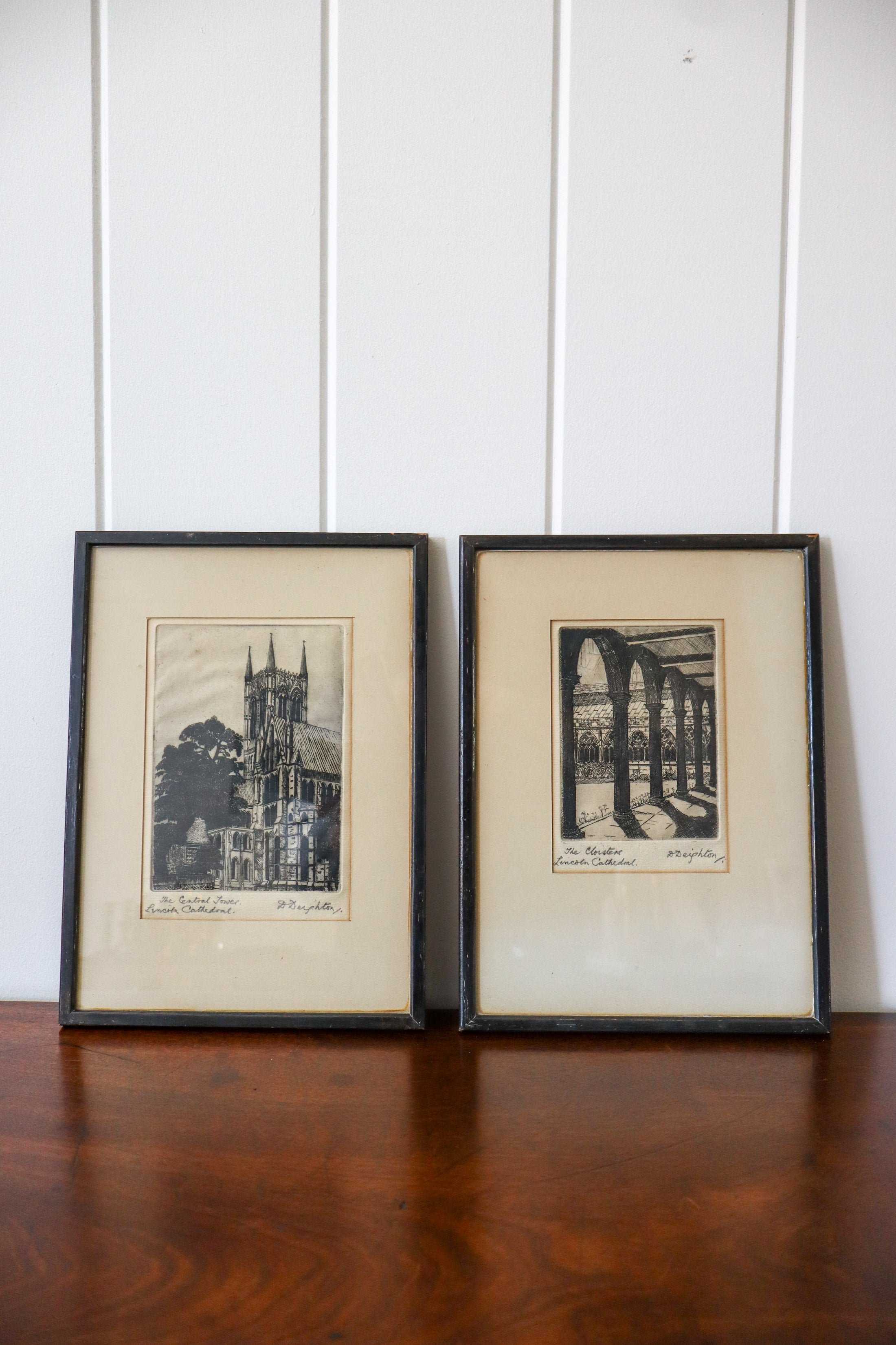 PAIR of Antique Architectural Engraving of an English Cathedral in Lincoln | 8”W x 11”H