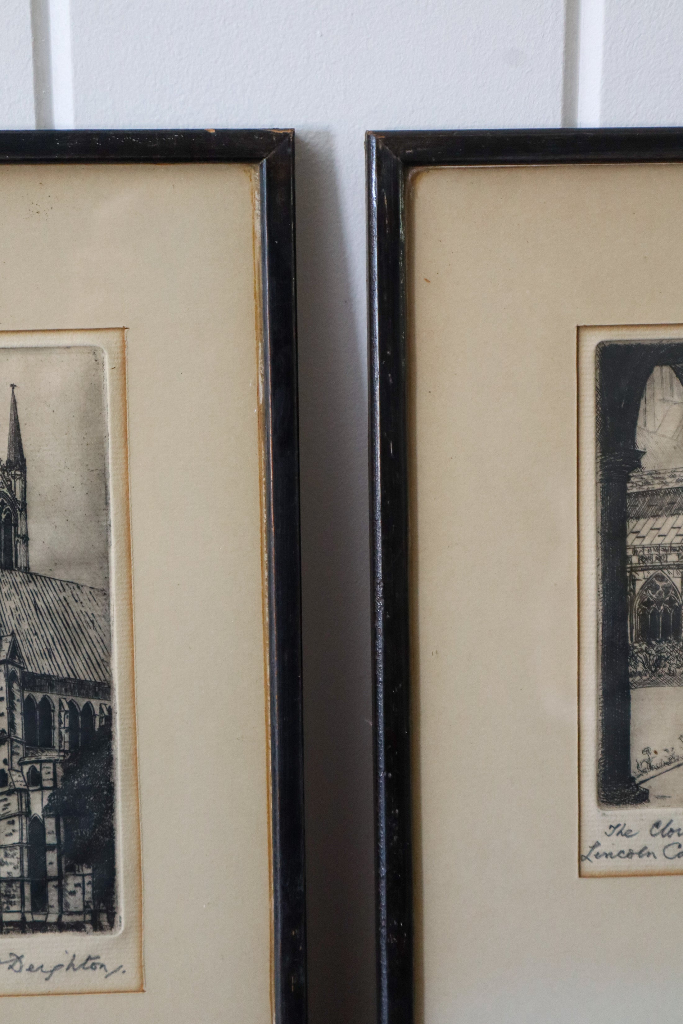 PAIR of Antique Architectural Engraving of an English Cathedral in Lincoln | 8”W x 11”H