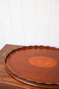 Load image into Gallery viewer, Edwardian Mahogany Butler’s Tray with Shell Inlay + Scalloped Edge
