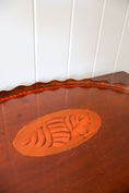 Load image into Gallery viewer, Edwardian Mahogany Butler’s Tray with Shell Inlay + Scalloped Edge
