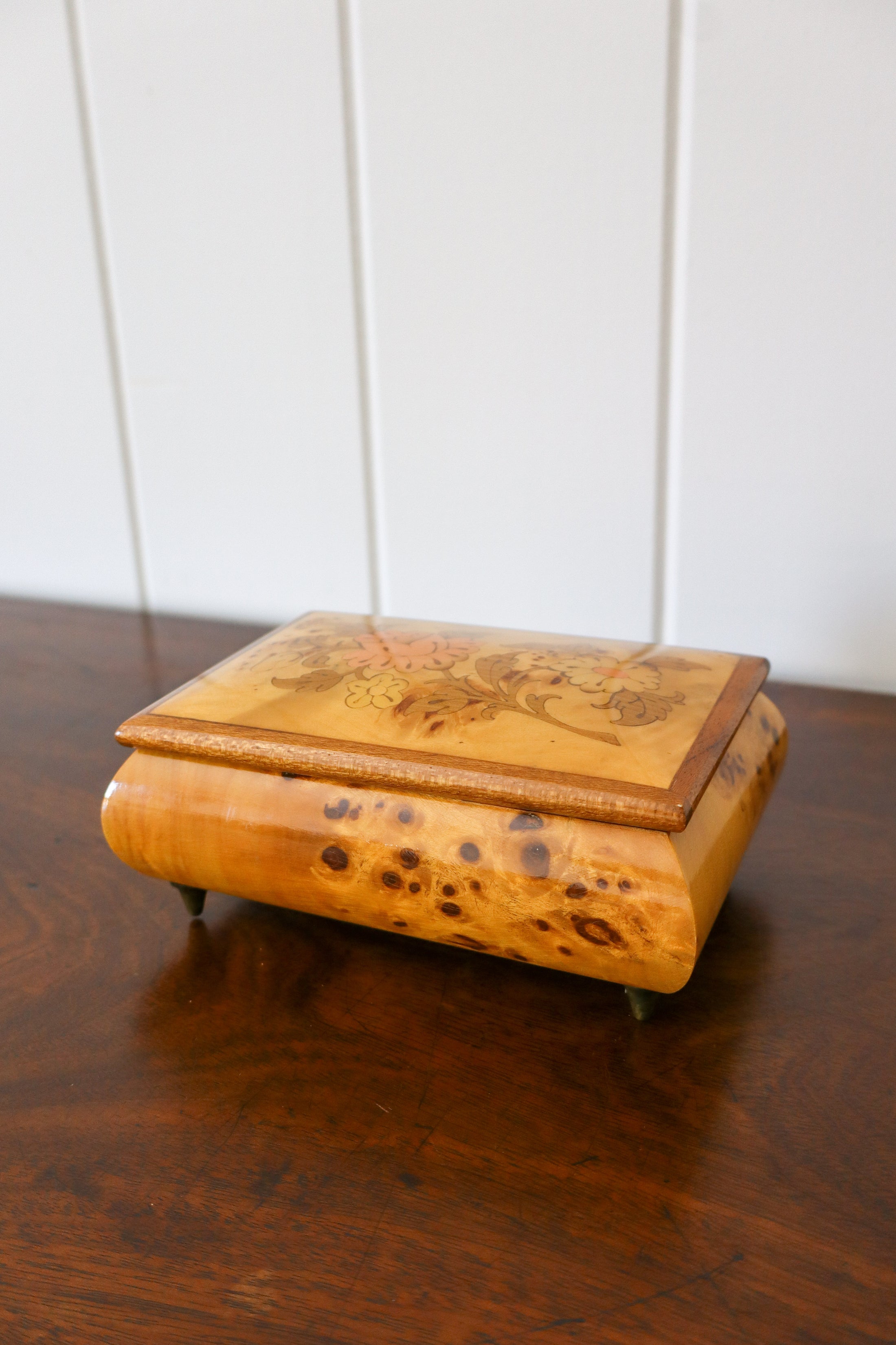 Italian Floral Inlay Jewelry Box (c. 1960)
