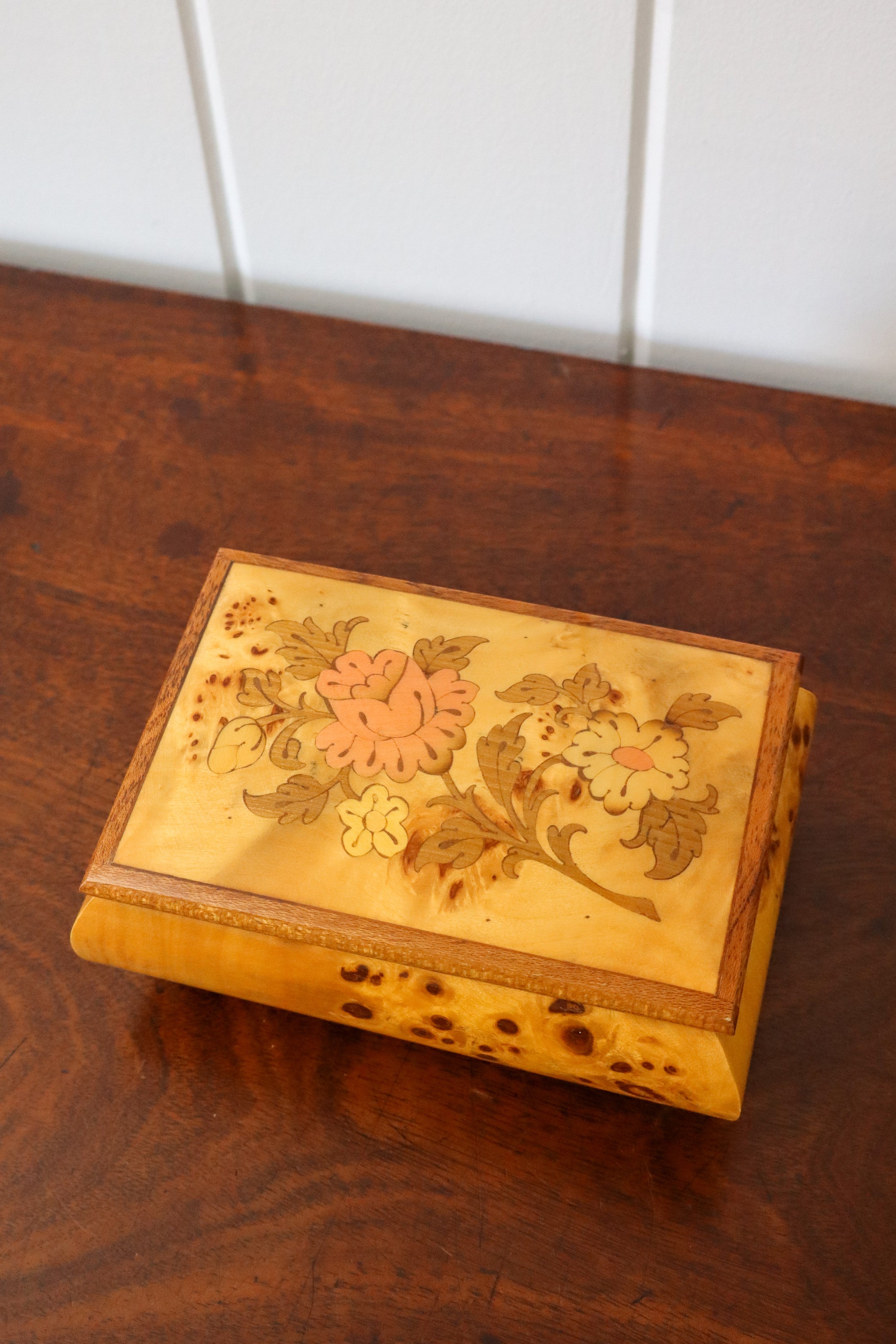 Italian Floral Inlay Jewelry Box (c. 1960)