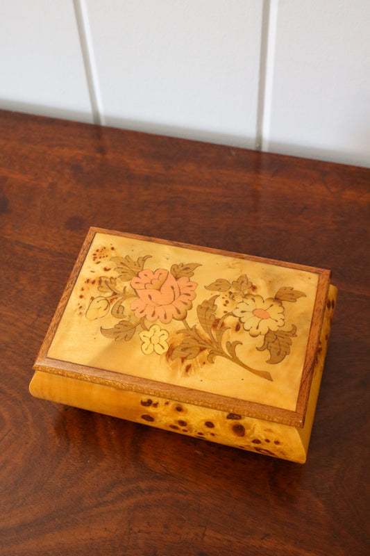 Italian Floral Inlay Jewelry Box (c. 1960)