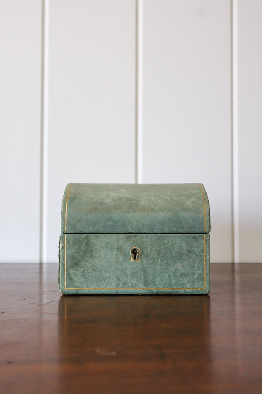 Vintage Petite Sage Leather Dome Box