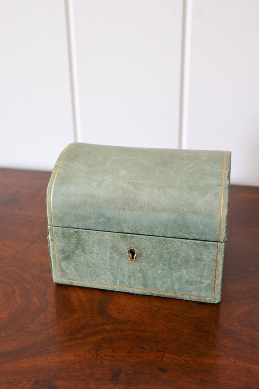 Vintage Petite Sage Leather Dome Box