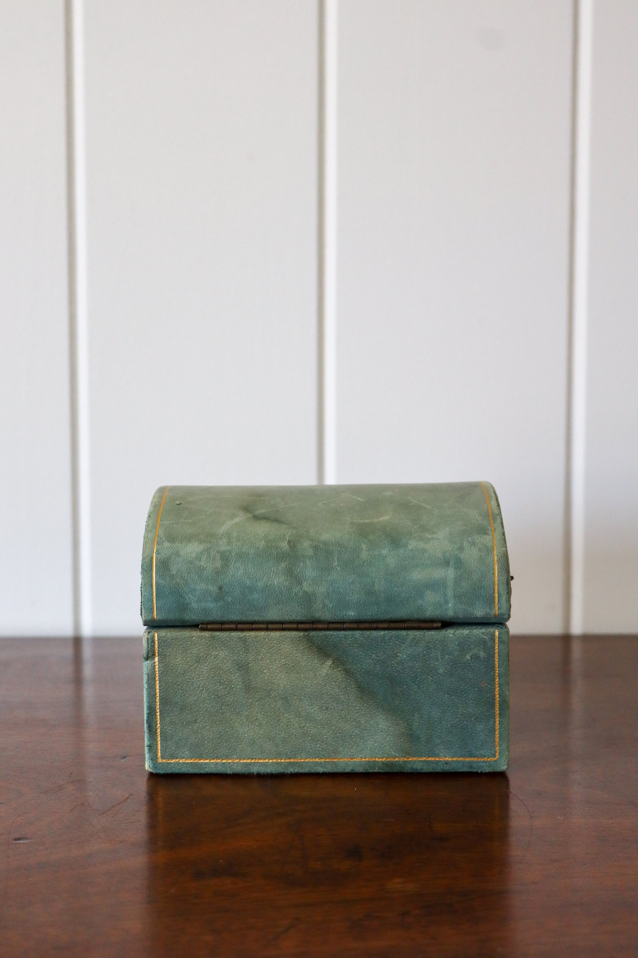 Vintage Petite Sage Leather Dome Box