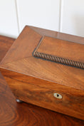 Load image into Gallery viewer, 19th Century Mahogany Tea Caddy with Carved Top Detail on Bun Feet
