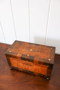 Load image into Gallery viewer, 19th Century Satinwood Tea Caddy With Inlay Top + Interior Original Fittings (c. 1850)
