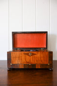 Load image into Gallery viewer, 19th Century Satinwood Tea Caddy With Inlay Top + Interior Original Fittings (c. 1850)
