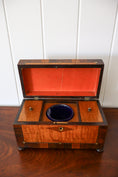 Load image into Gallery viewer, 19th Century Satinwood Tea Caddy With Inlay Top + Interior Original Fittings (c. 1850)
