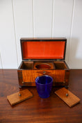 Load image into Gallery viewer, 19th Century Satinwood Tea Caddy With Inlay Top + Interior Original Fittings (c. 1850)
