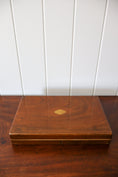 Load image into Gallery viewer, Mahogany Flat Box With Yellow Silk Lining + Working Key
