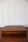 Load image into Gallery viewer, Mahogany Flat Box With Yellow Silk Lining + Working Key
