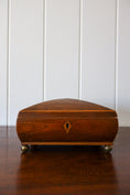 Load image into Gallery viewer, 19th Century Mahogany Tea Caddy / Box With Brass Bun Feet
