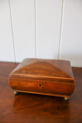 Load image into Gallery viewer, 19th Century Mahogany Tea Caddy / Box With Brass Bun Feet
