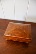 Load image into Gallery viewer, 19th Century Mahogany Tea Caddy / Box With Brass Bun Feet
