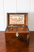 Load image into Gallery viewer, Georgian Inlaid Two-Compartment Tea Caddy With Brass Handle and Bone Keyhole

