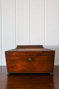 Load image into Gallery viewer, William IV Rosewood Tea Caddy With Original Fittings on Bun Feet (c. 1835)
