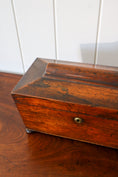 Load image into Gallery viewer, William IV Rosewood Tea Caddy With Original Fittings on Bun Feet (c. 1835)
