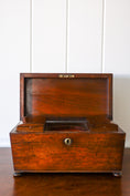 Load image into Gallery viewer, William IV Rosewood Tea Caddy With Original Fittings on Bun Feet (c. 1835)
