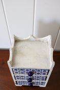 Load image into Gallery viewer, Vintage Petite Jewelry Chest / Jewelry Box with Blue + White Floral Tile Drawers
