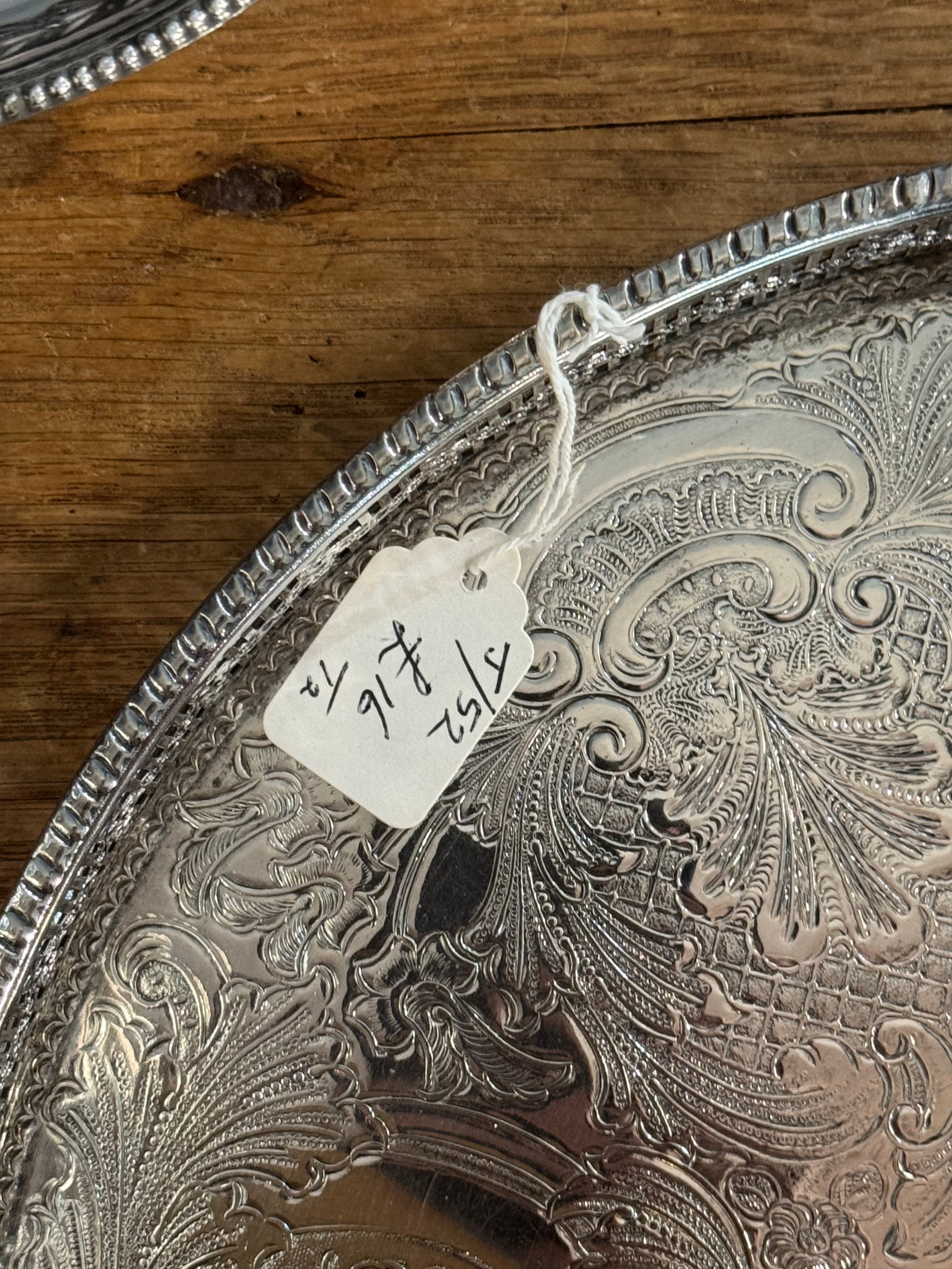 Round Silver Plate Gallery Tray