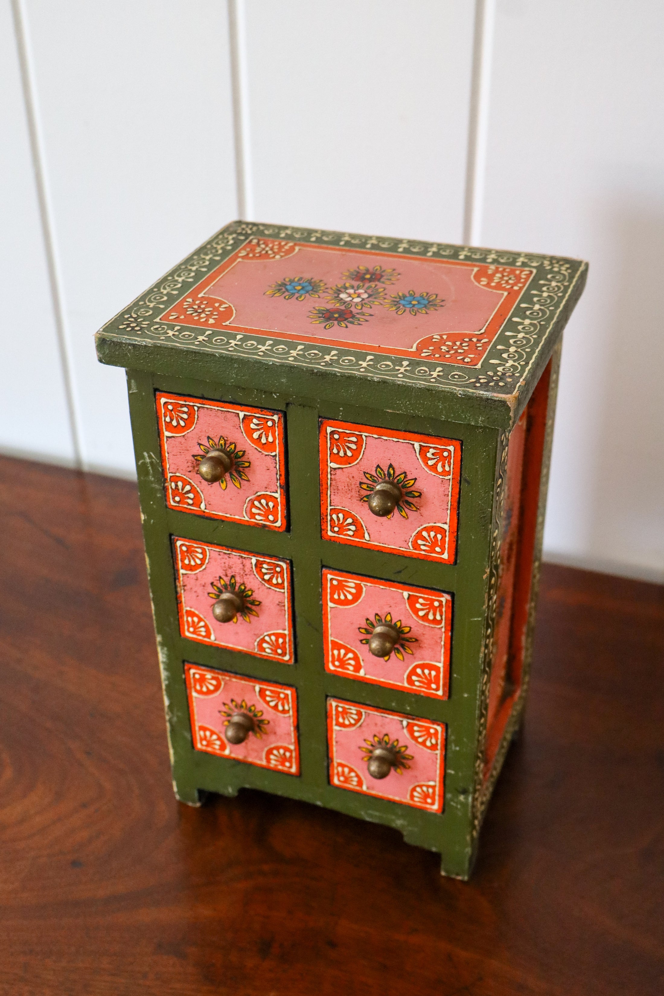 Petite Hand Painted 6 Drawer Chest / Jewelry Box