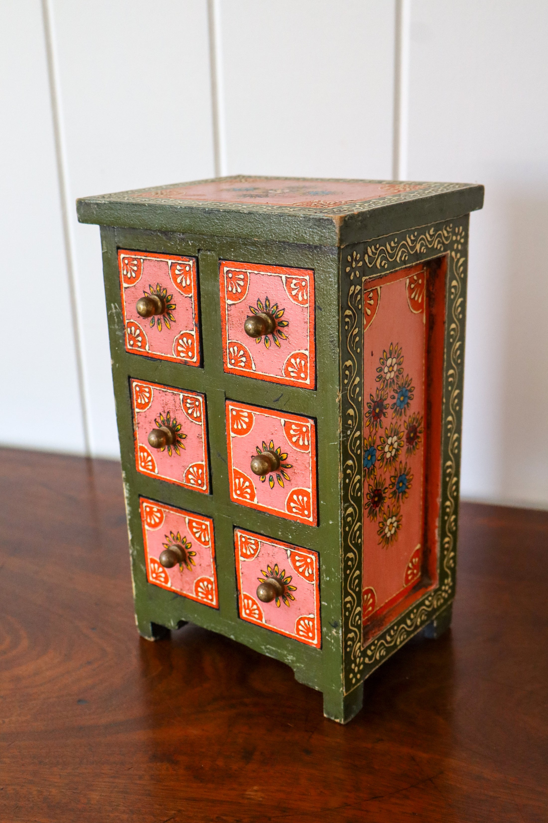 Petite Hand Painted 6 Drawer Chest / Jewelry Box