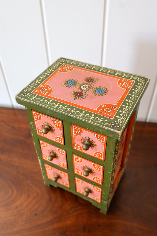 Petite Hand Painted 6 Drawer Chest / Jewelry Box