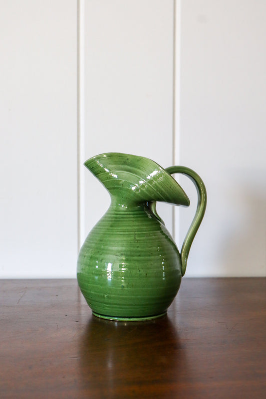 Antique English Green Pitcher/Vase by Aller Vale Pottery (c. 1880)
