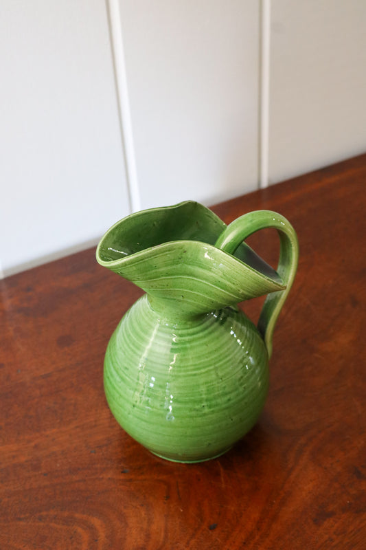 Antique English Green Pitcher/Vase by Aller Vale Pottery (c. 1880)