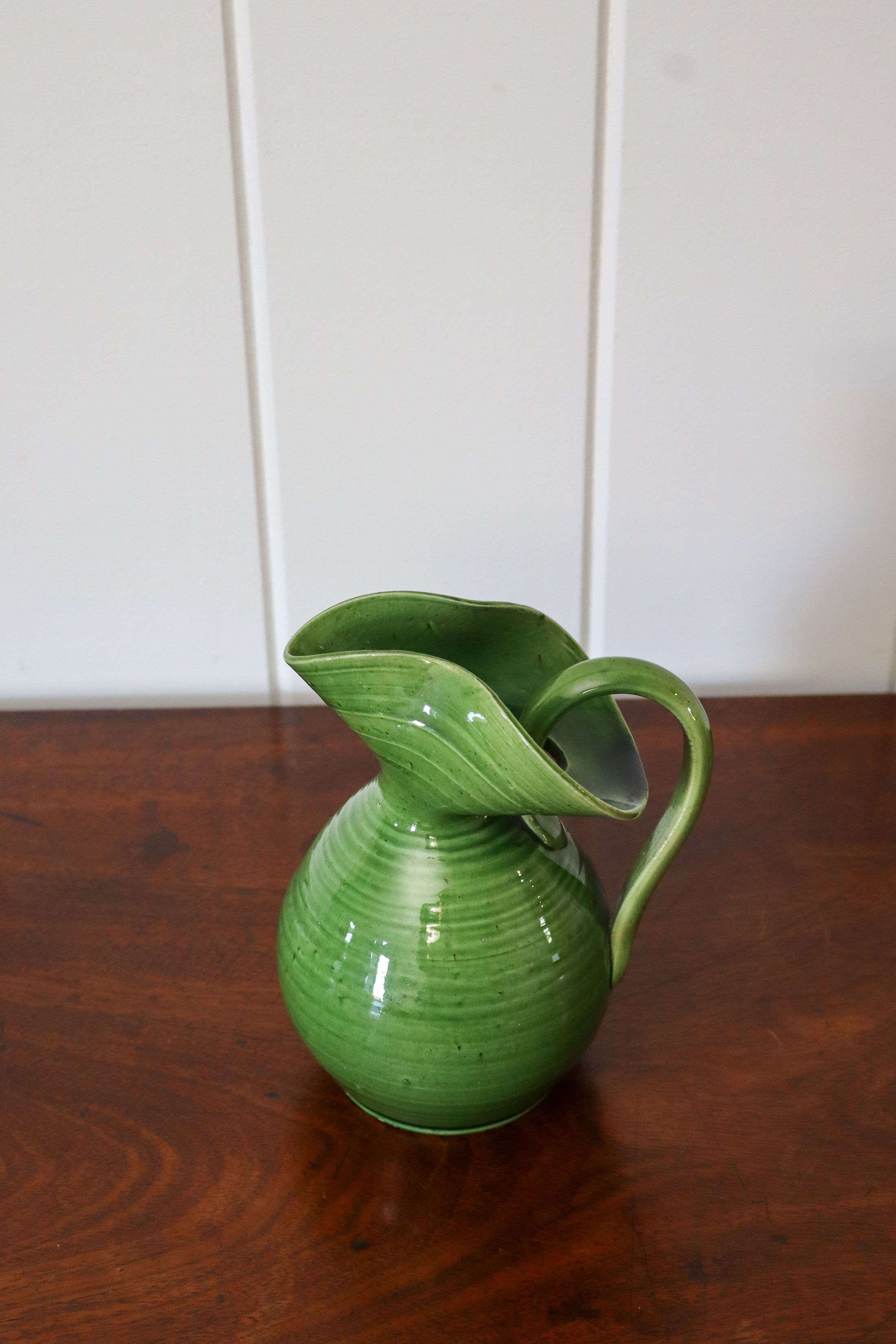 Antique English Green Pitcher/Vase by Aller Vale Pottery (c. 1880)