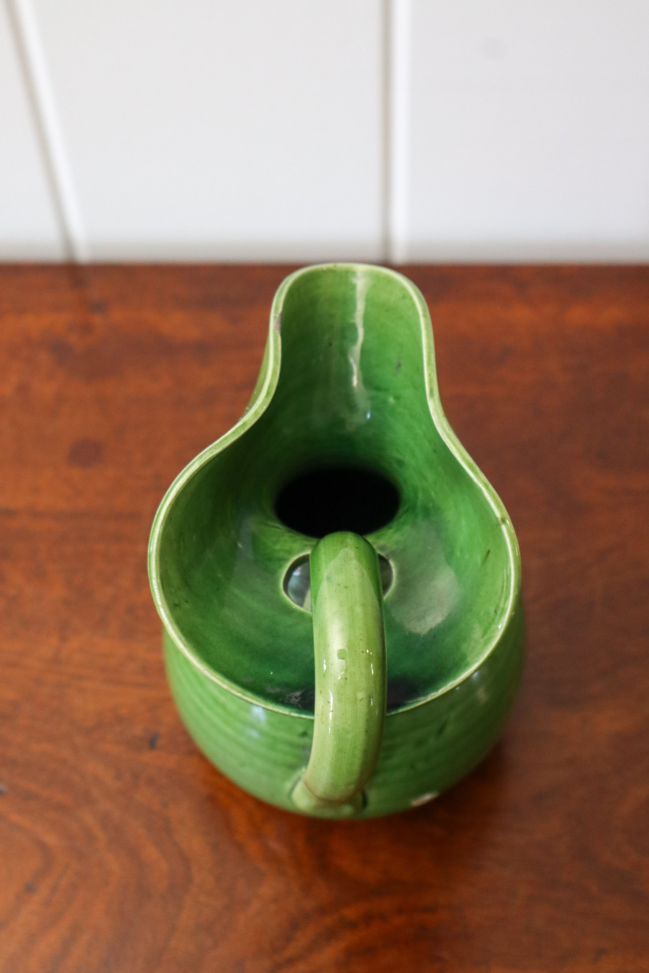 Antique English Green Pitcher/Vase by Aller Vale Pottery (c. 1880)