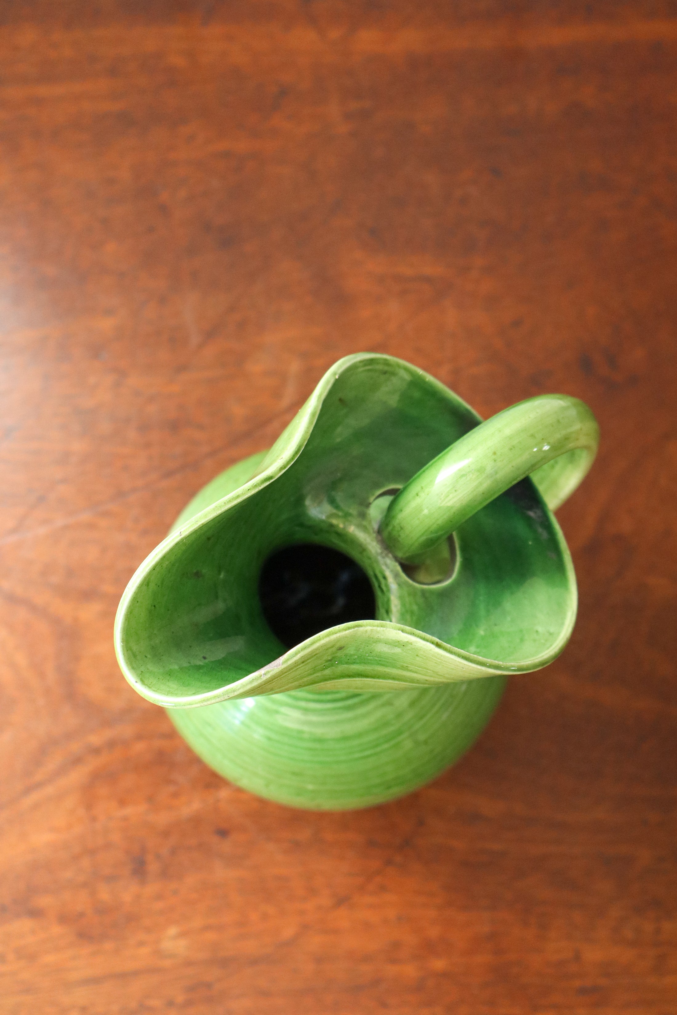 Antique English Green Pitcher/Vase by Aller Vale Pottery (c. 1880)