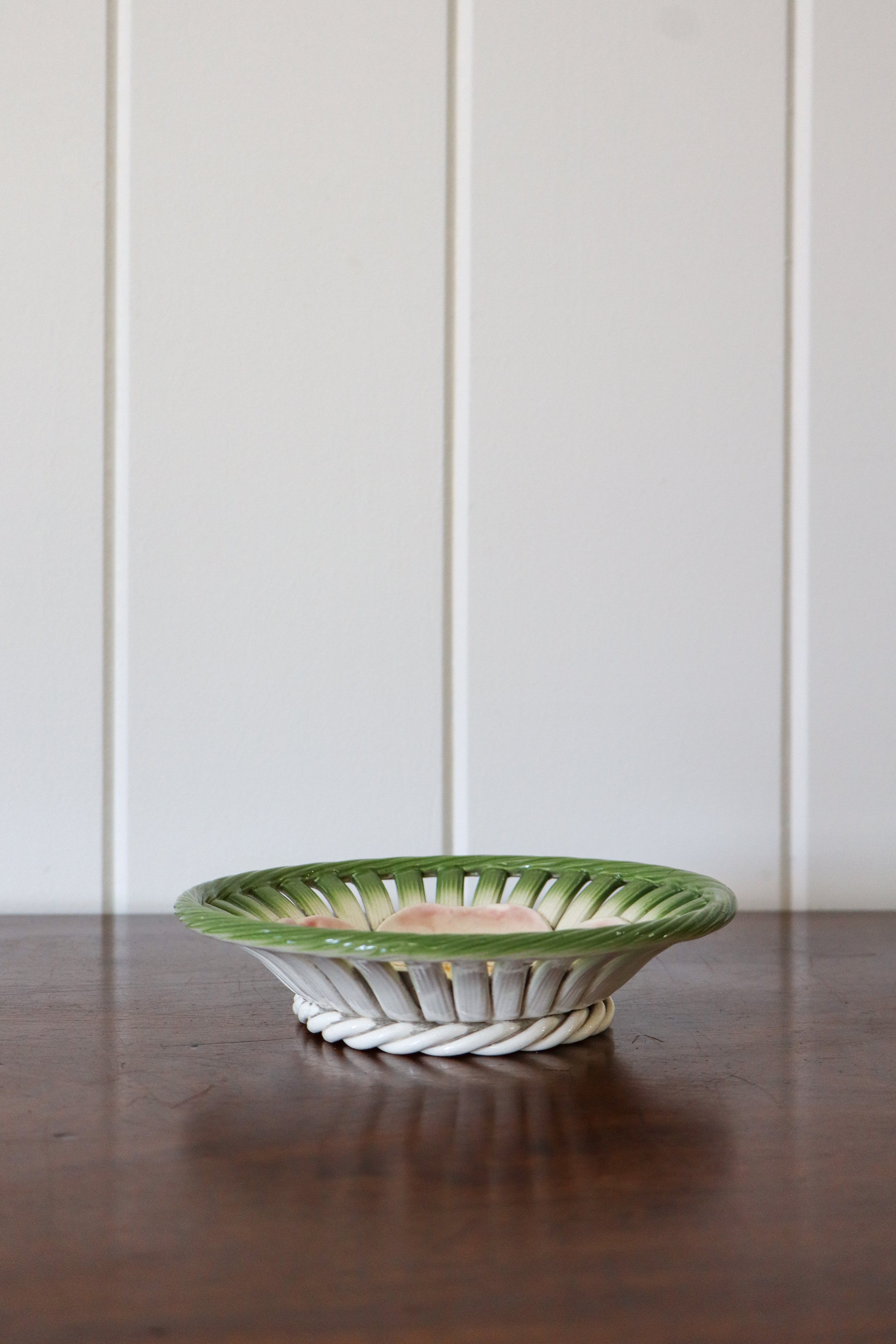 Antique Majolica Flower Reticulated Bowl | 5.75”W