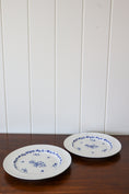 Load image into Gallery viewer, PAIR Blue + White Floral Spode Plates (c. 1840)
