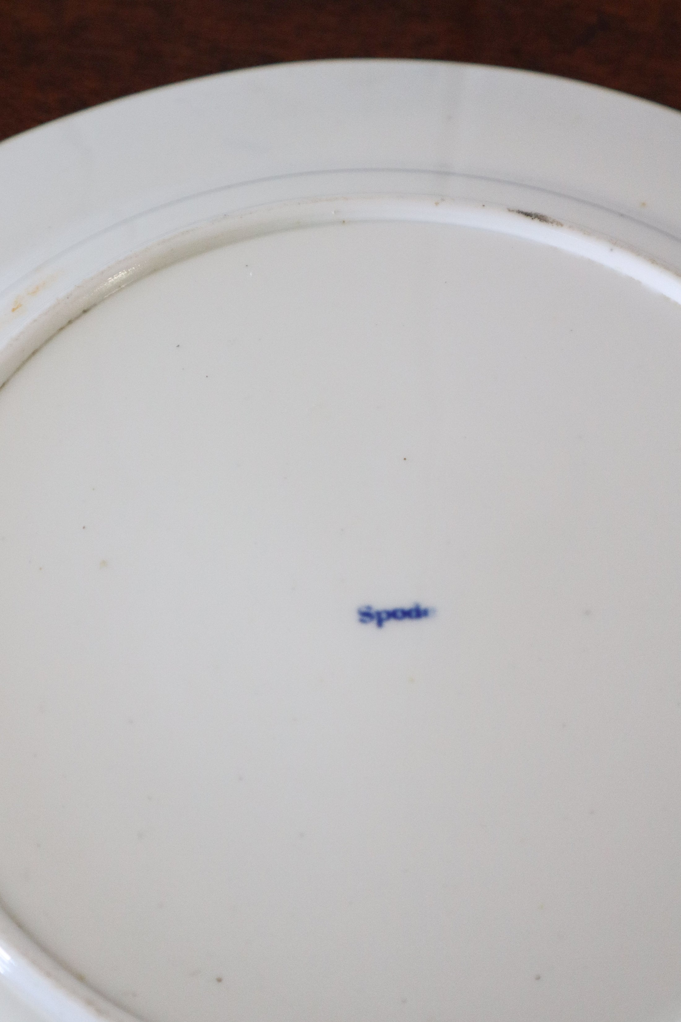 PAIR Blue + White Floral Spode Plates (c. 1840)