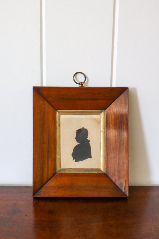 19th Century Silhouette Portrait Of Man Oak Frame
