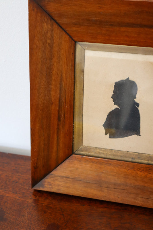 19th Century Silhouette Portrait Of Man Oak Frame