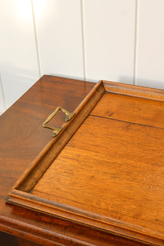 Large English Oak Tray with Brass Handles