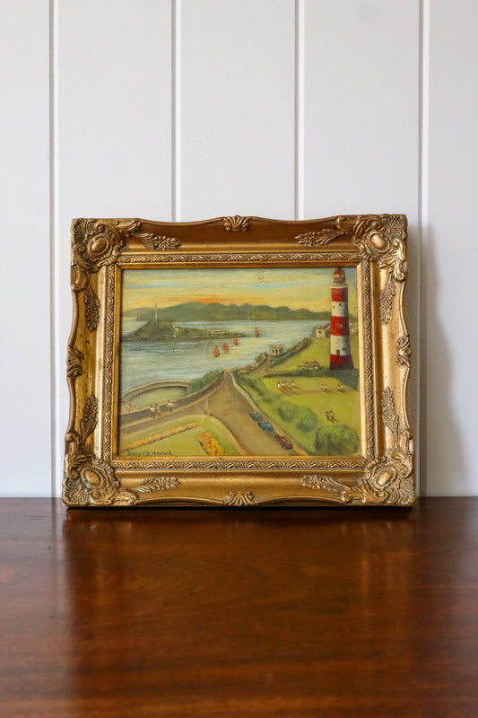 Vintage Original Oil on Canvas | ‘Plymouth Hoe’ (signed)