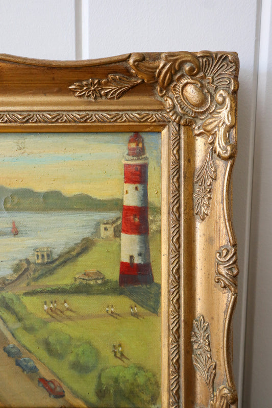 Vintage Original Oil on Canvas | ‘Plymouth Hoe’ (signed)